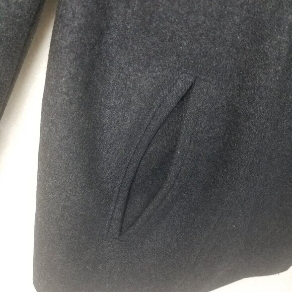 London Fog Charcoal Gray 4 Button Up Wool blend Pea Coat Jacket Women M lined - Picture 6 of 13